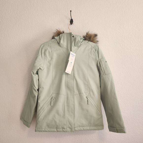 Roxy Girls Size 16/XXL Mint Colored Faux Fur Snow Jacket NWT - Picture 9 of 10